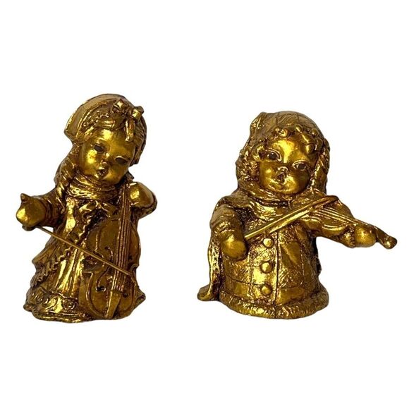 Vintage ARP Paper Mache Light‎ Figurine Musicians Gold Gilt 6” Japan Set of 6 - Picture 2 of 12